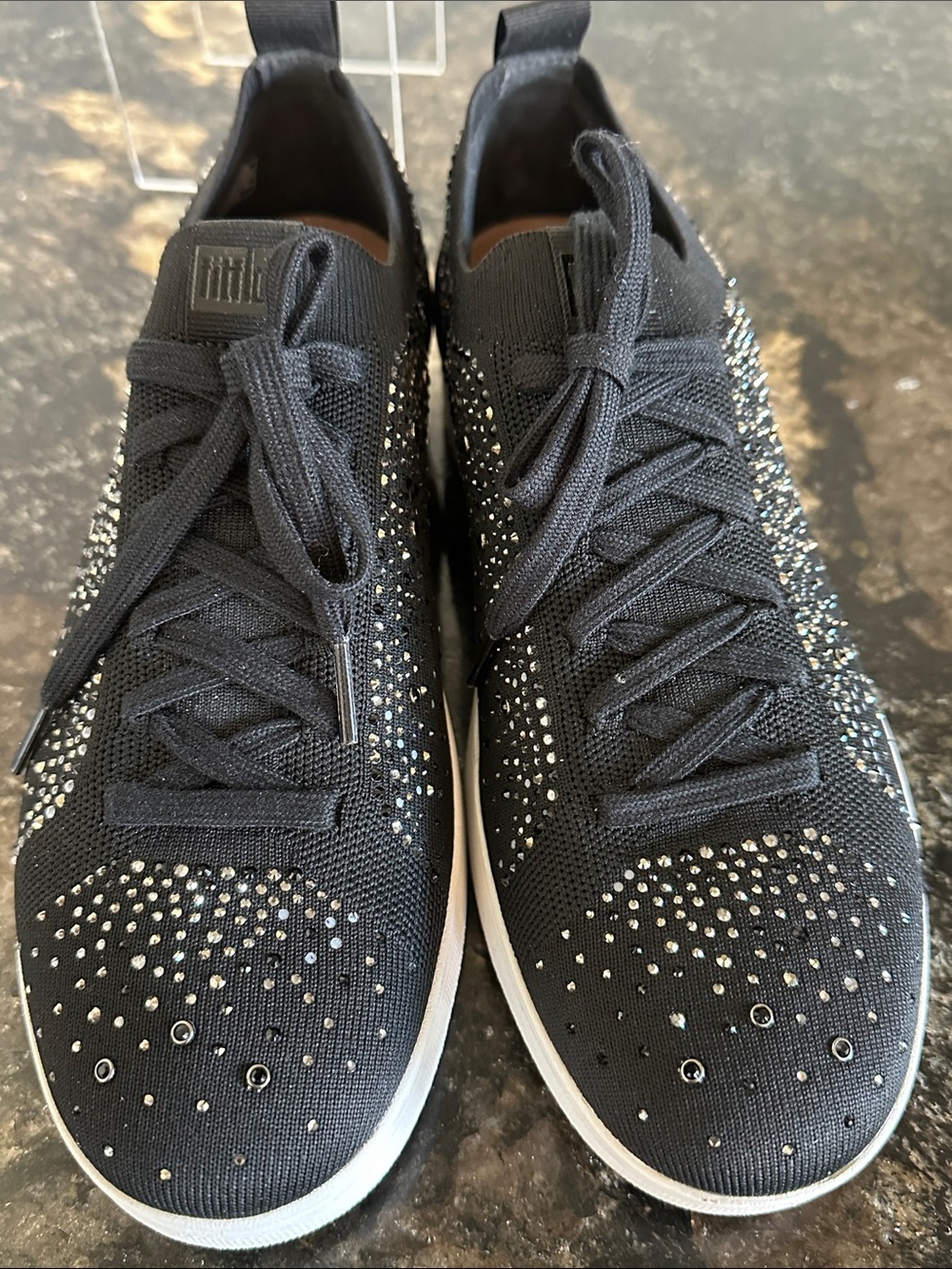 Fitflop Black Knit Sneaker with Crystal Accents